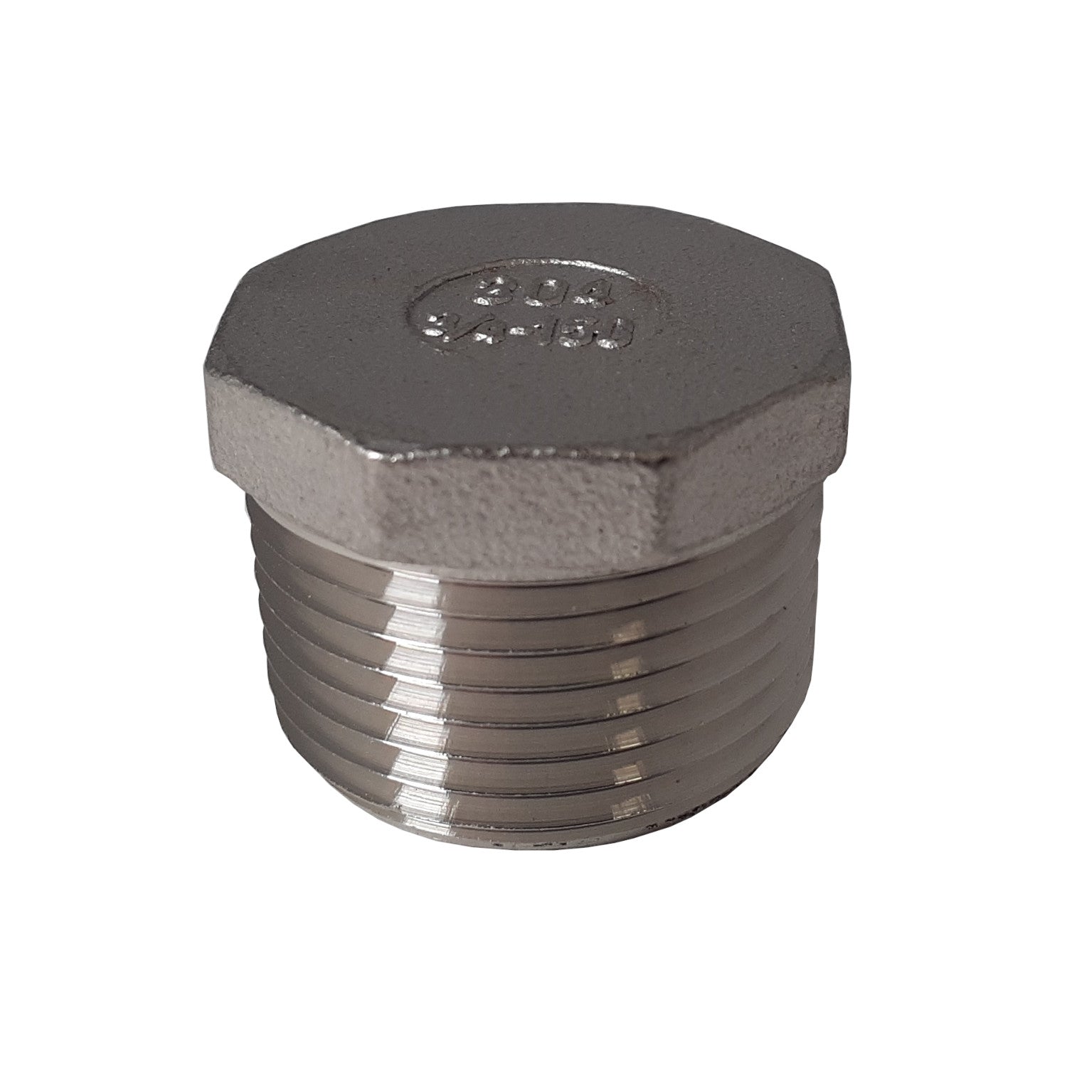 Shanxi Zhongdi, 1-1/2 Inch NPT Threaded Stainless Steel Hex End Plug, 304 SS, 150#