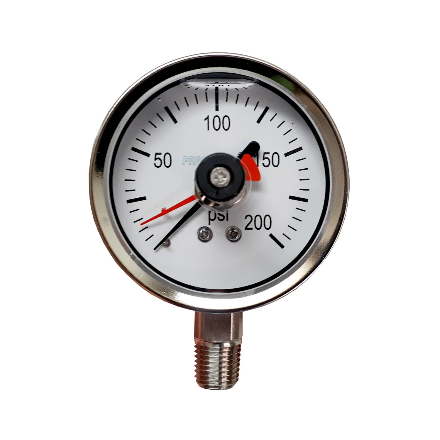 PRM, CLOSEOUT! Heavy Duty Repairable 304 Stainless Steel Pressure Gauge with SS Internals and Max Pointer, 0-200 PSI, 2-1/2 Inch Dial, 1/4 inch NPT Bottom Mount