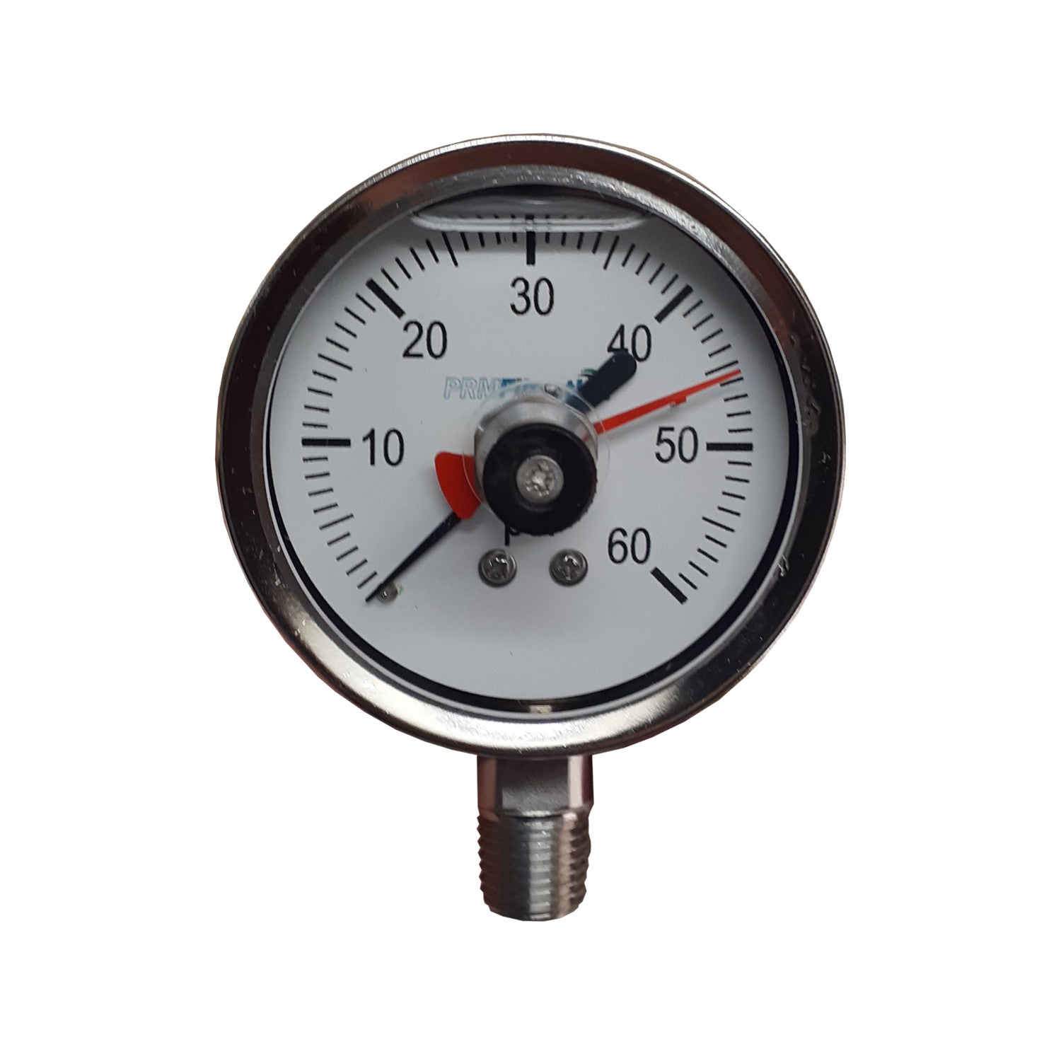 PRM, CLOSEOUT! Heavy Duty Repairable 304 Stainless Steel Pressure Gauge with SS Internals and Max Pointer, 0-60 PSI, 2-1/2 Inch Dial, 1/4 inch NPT Bottom Mount