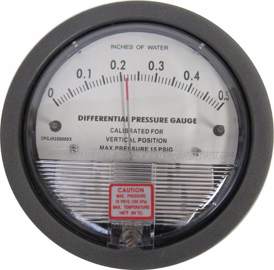 JH Gauge, Differential Pressure Gauge, 0-0.5 Inches of Water