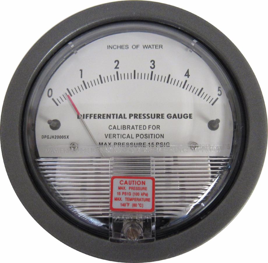 JH Gauge, Differential Pressure Gauge, 0-5 Inches of Water