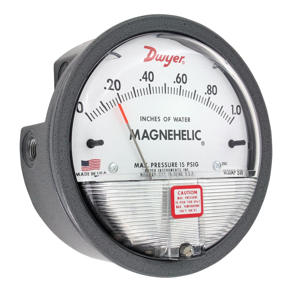 Dwyer Instruments, Dwyer 2000-0 Magnehelic® Differential Pressure Gauge - 0-0.5 Inches Of Water