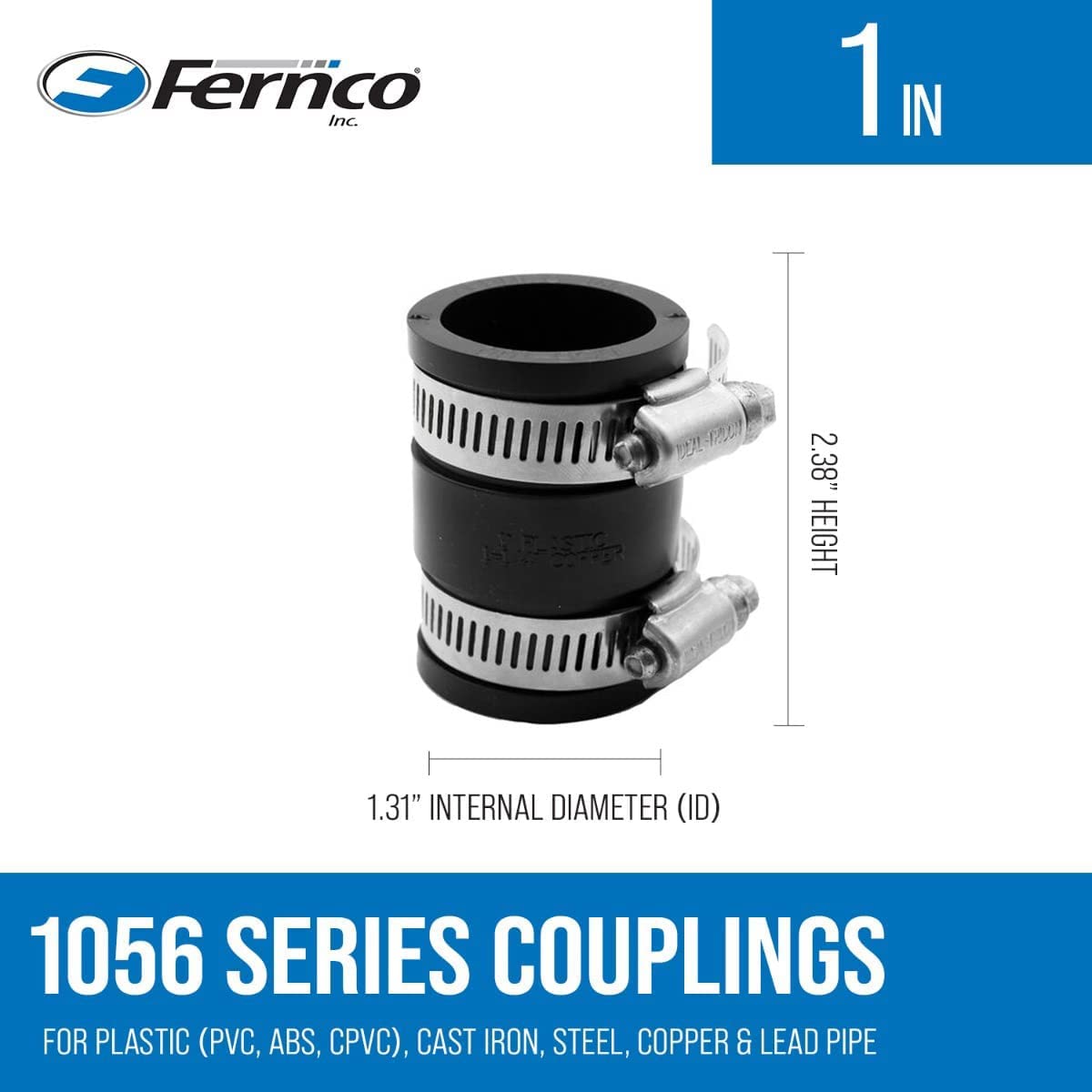 Fernco, Fernco 1056-100 Flexible Coupling, 1 Inch