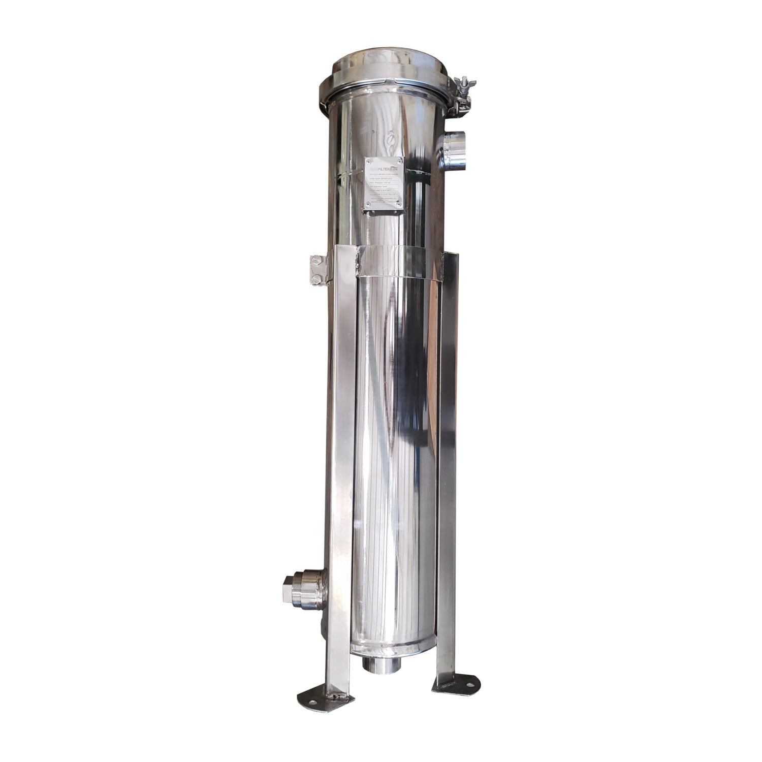 PRM, PRM #2 304 Stainless Steel Bag Filter Housing, 2 Inch NPT Inlet, Dual Side or Bottom 2 Inch NPT Outlet, 100 psi