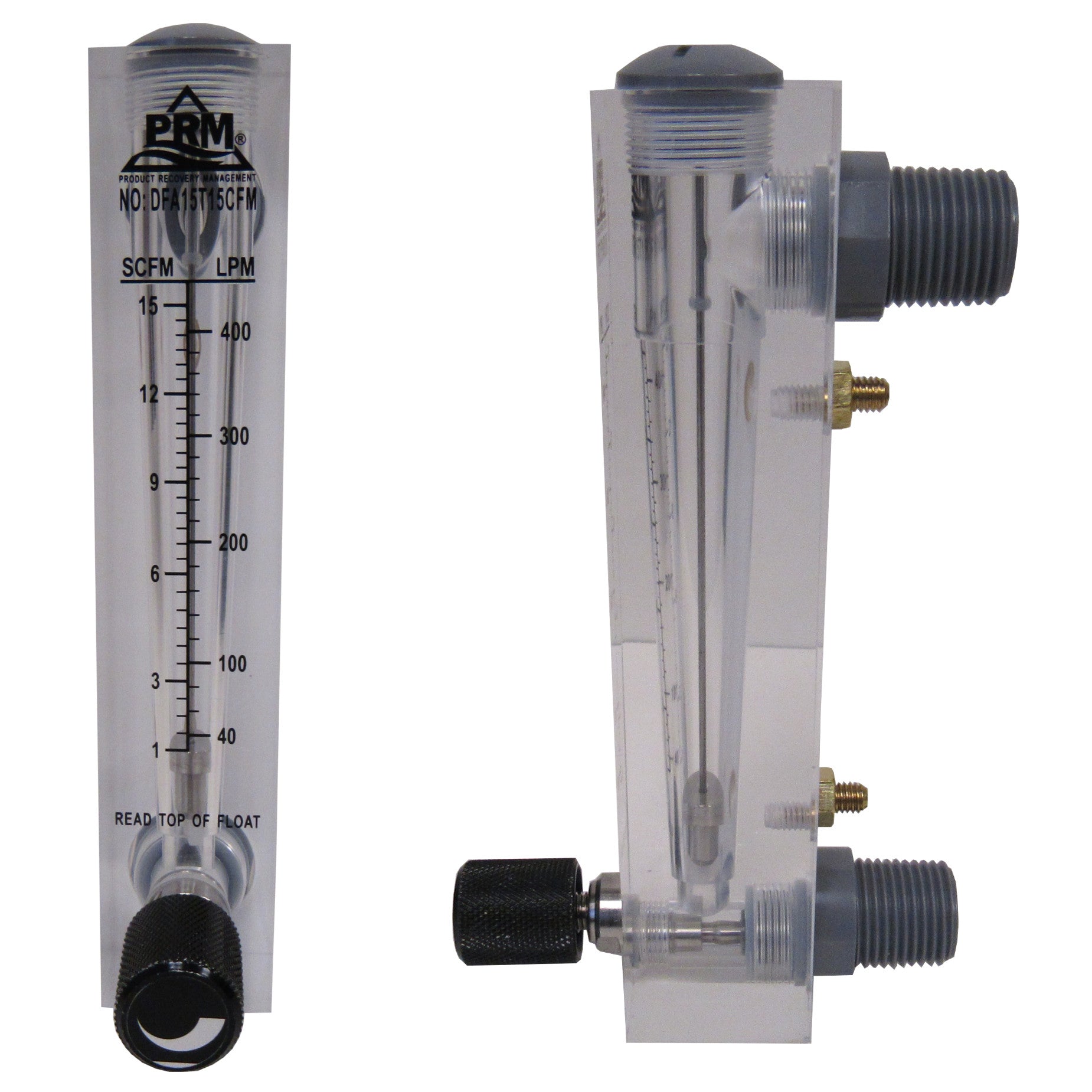 PRM Filtration, PRM FMDFA15T15 1-15 CFM Air Injection / Air Sparge Rotameter with Integrated Flow Valve