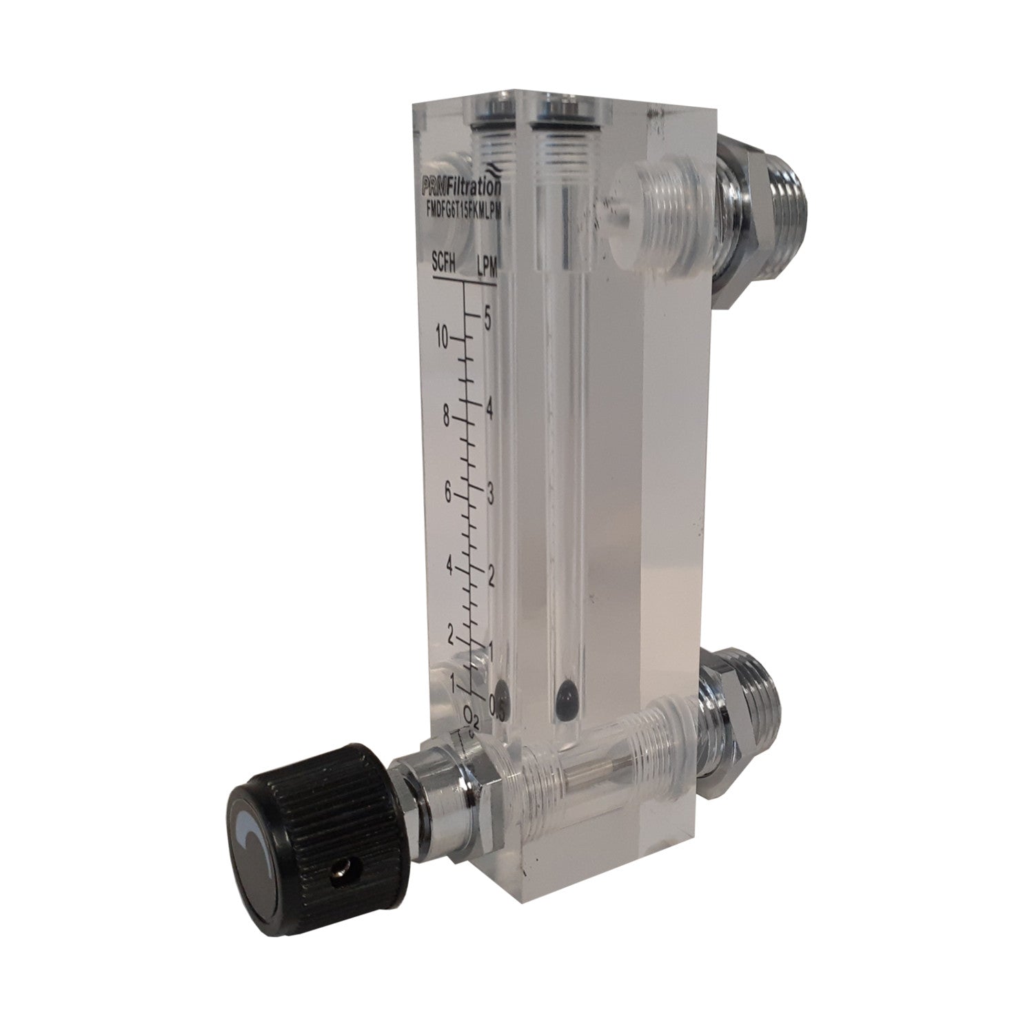 PRM Filtration, PRM FMDFG6T15FKMLPM 1-5 LPM Oxygen Rotameter Flow Meter with Integrated Flow Valve