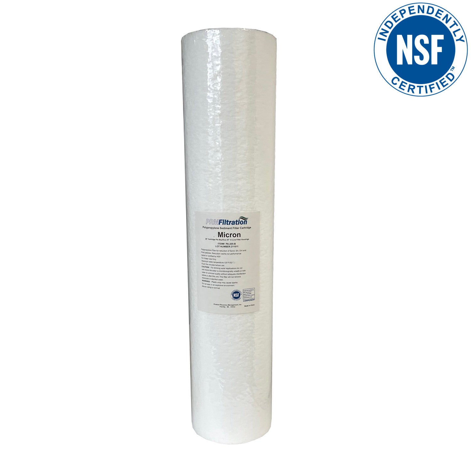 PRM Filtration, PRMFiltration PA2010BB 20 Inch x 4.5 Inch 10 Micron Spun Polypropylene Sediment Filter Cartridges, NSF Certified