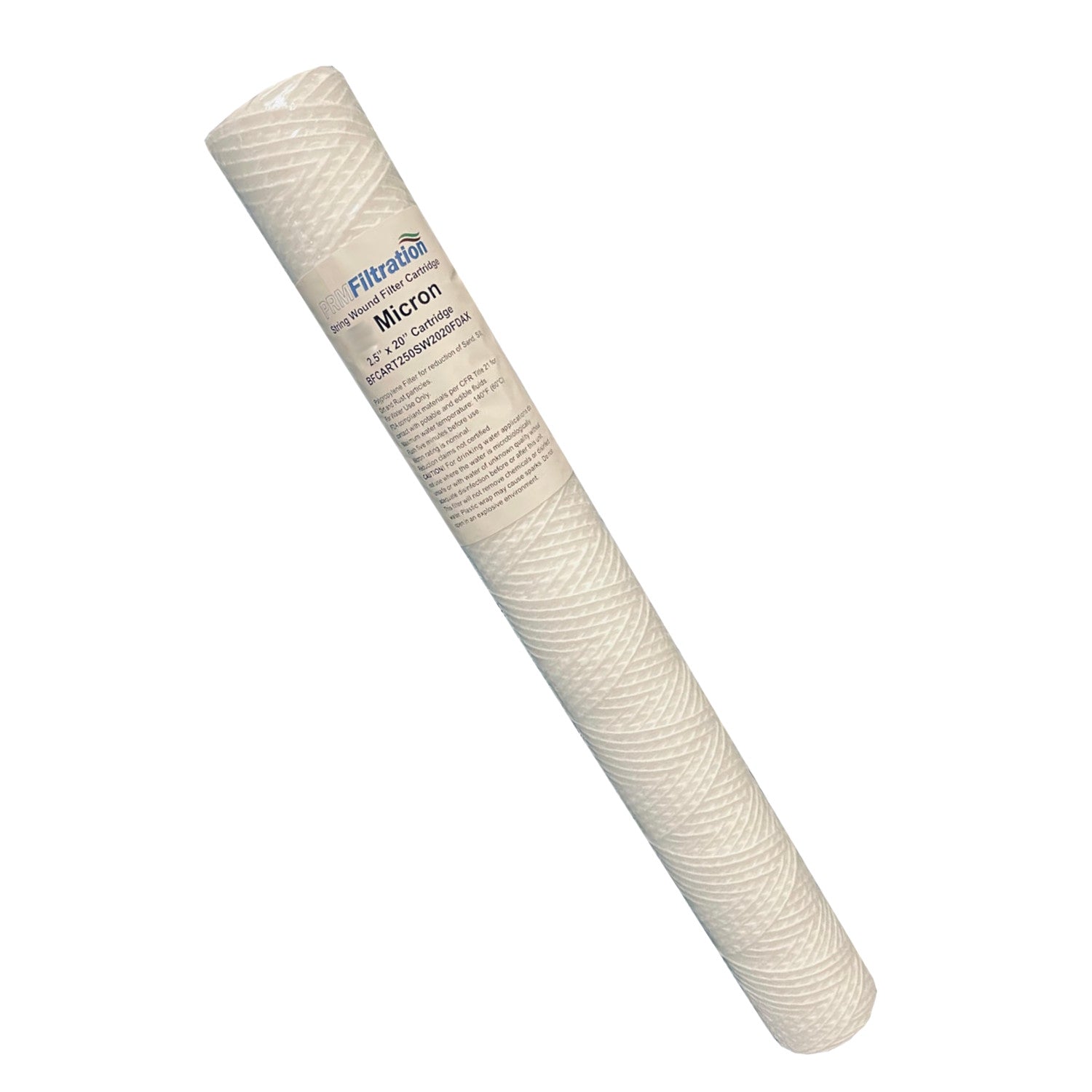 PRM Filtration, PRMFiltration SW201 20 Inch x 2.5 Inch 1 Micron String Wound Polypropylene Sediment Filter Cartridges