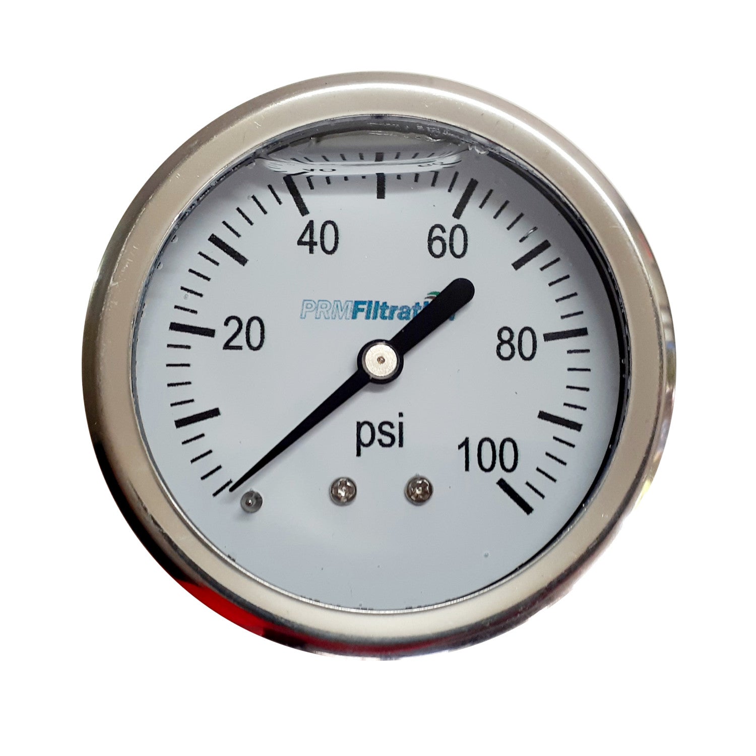 PRM, Premium 304 Stainless Steel Pressure Gauge with Brass Internals, 0-100 PSI, 2-1/2 Inch Dial, 1/4 Inch NPT Back Mount, Calibration Certificate Option