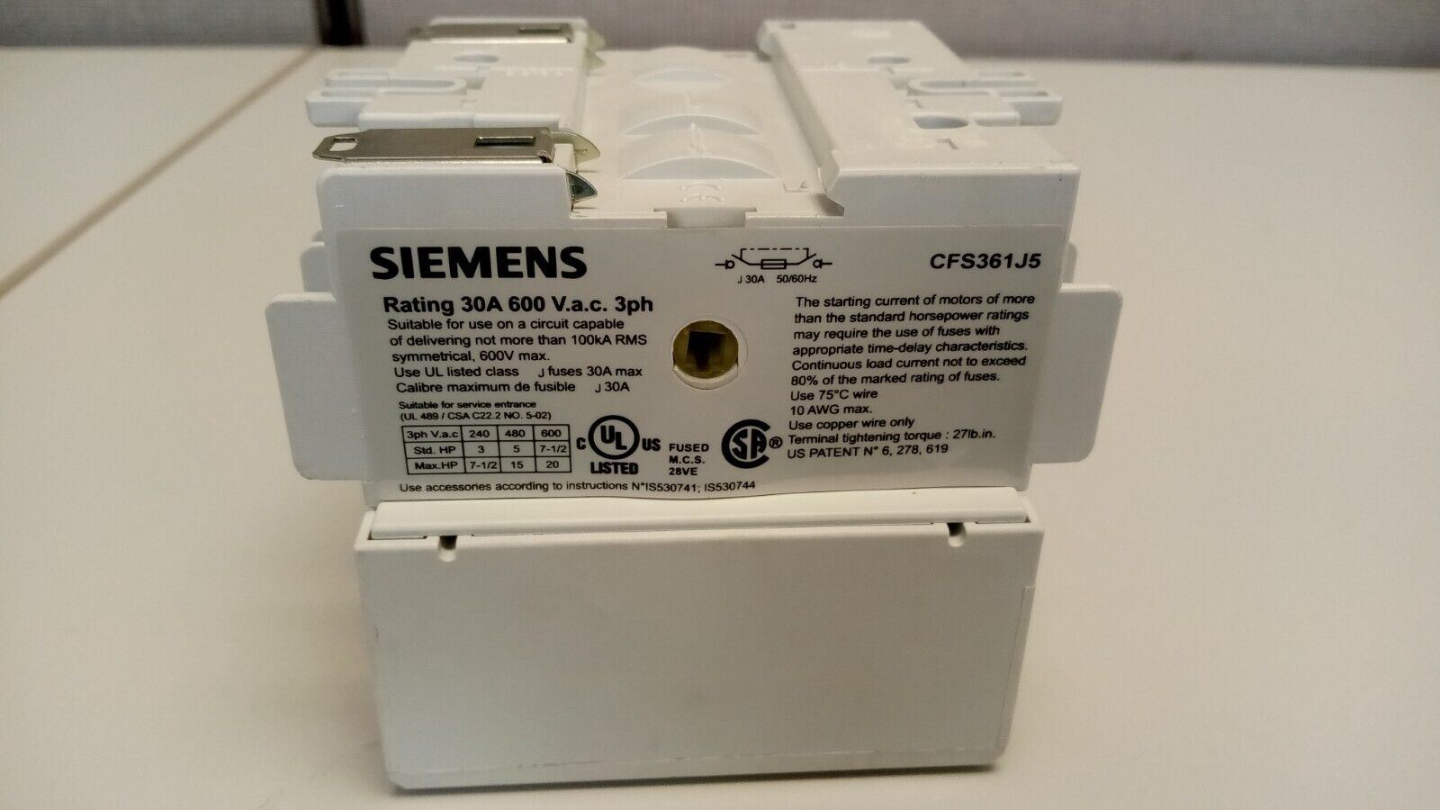 PRM Filtration, Siemens Low Voltage Circuit Protection CFS361J5