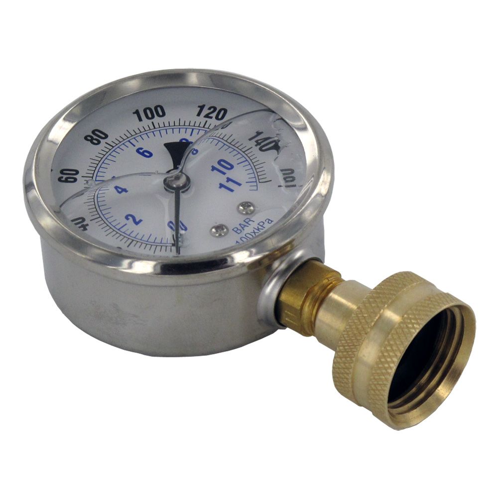 NEO, Water Pressure Gauge 0-160 PSI Liquid Filled with Garden Hose Adapter