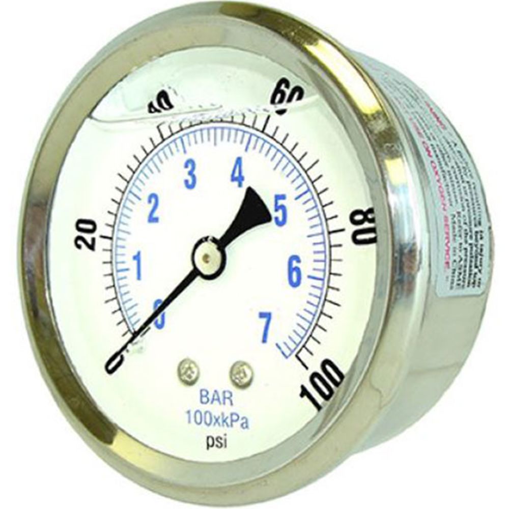 NEO, Water Pressure Gauge 1000 PSI, 1/4" MPT, 2.5" Plastic Dial, Center Mount, SS Case