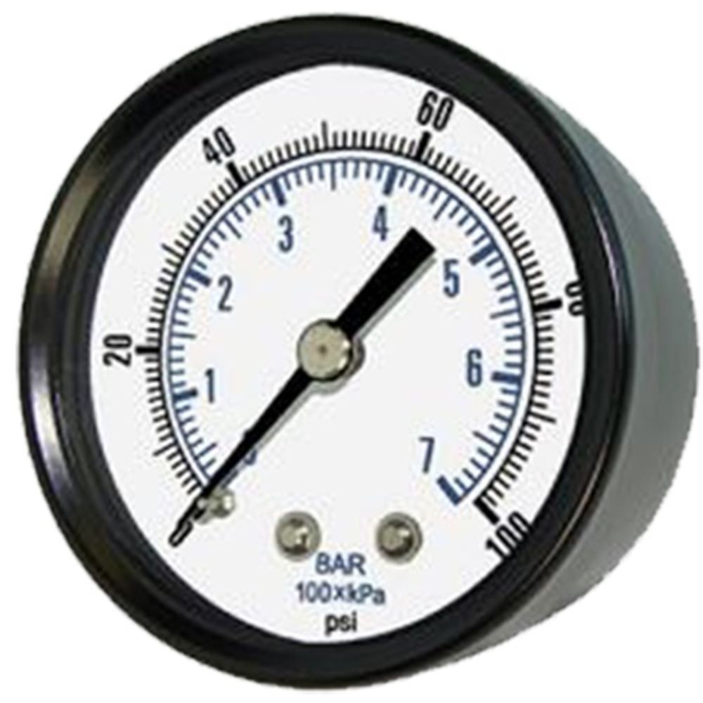 NEO, Water Pressure Gauge 160 PSI, 1/4" MPT, 2.0" Plastic Dial, Center Mount, SS Case