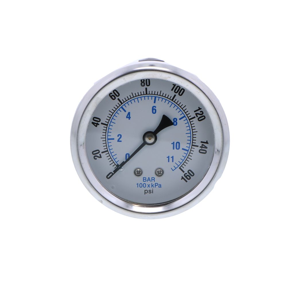 NEO, Water Pressure Gauge 160 PSI, 1/4" MPT, 2.5" Plastic Dial, Center Mount, SS Case