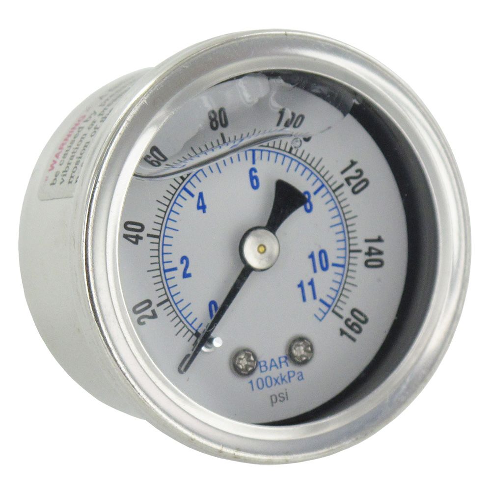 NEO, Water Pressure Gauge 160 PSI, 1/8" MPT, 1.5" Plastic Dial, Center Mount, SS Case